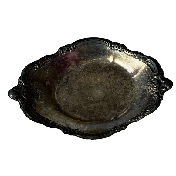 Vintage ONEIDA OL Silverplate Dish Relish Candy Dessert Butter Tray Engraved USA - Picture 1 of 6